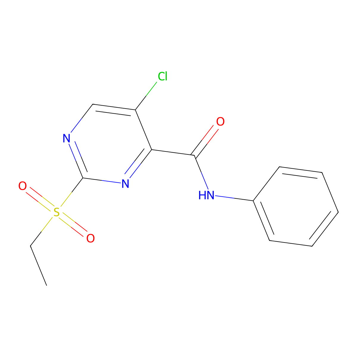 5-chloro-2-ethylsulfonyl-N-phenylpyrimidine-4-carboxamide molecular structure, CAS 838875-95-9