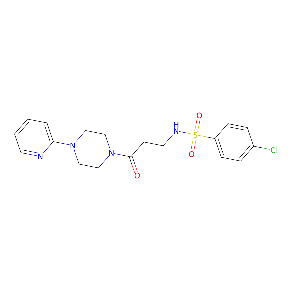 4-Chloro-N-[3-oxo-3-(4-pyridin-2-yl-piperazin-1-yl)-propyl]-benzenesulfonamide molecular structure, CAS 838875-97-1