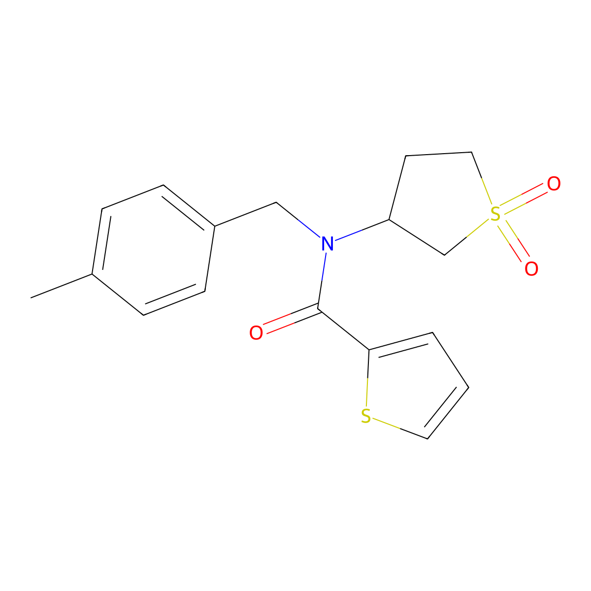 N-(1,1-dioxidotetrahydrothiophen-3-yl)-N-(4-methylbenzyl)thiophene-2-carboxamide molecular structure, CAS 838876-02-1