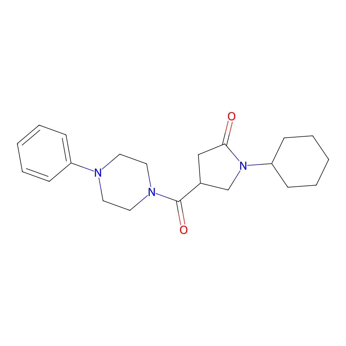 1-Cyclohexyl-4-(4-phenylpiperazine-1-carbonyl)pyrrolidin-2-one molecular structure, CAS 838876-04-3