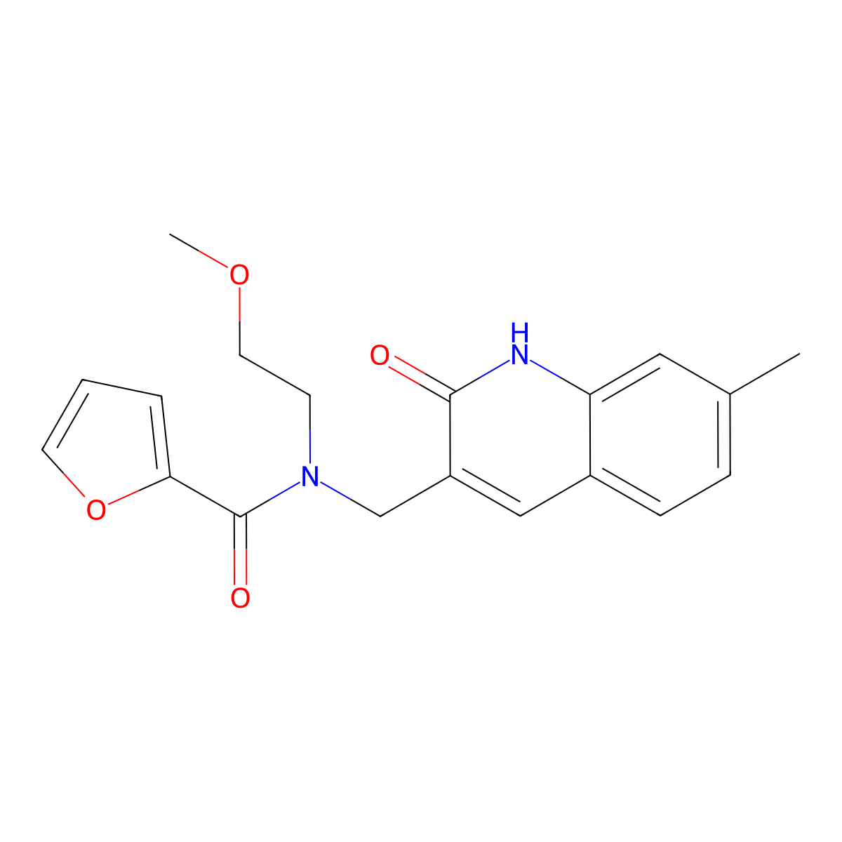 N-(2-methoxyethyl)-N-[(7-methyl-2-oxo-1H-quinolin-3-yl)methyl]furan-2-carboxamide molecular structure, CAS 838876-05-4