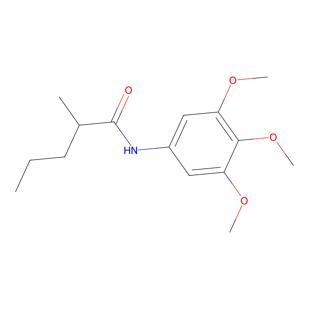 2-methyl-N-(3,4,5-trimethoxyphenyl)pentanamide molecular structure, CAS 838876-07-6
