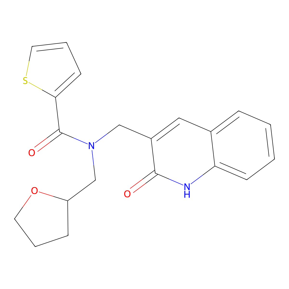 N-(oxolan-2-ylmethyl)-N-[(2-oxo-1H-quinolin-3-yl)methyl]thiophene-2-carboxamide molecular structure, CAS 838876-10-1