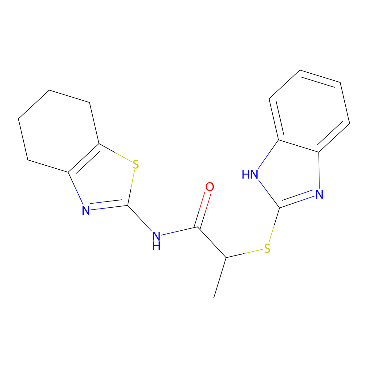 2-(1H-benzimidazol-2-ylsulfanyl)-N-(4,5,6,7-tetrahydro-1,3-benzothiazol-2-yl)propanamide molecular structure, CAS 838876-27-0