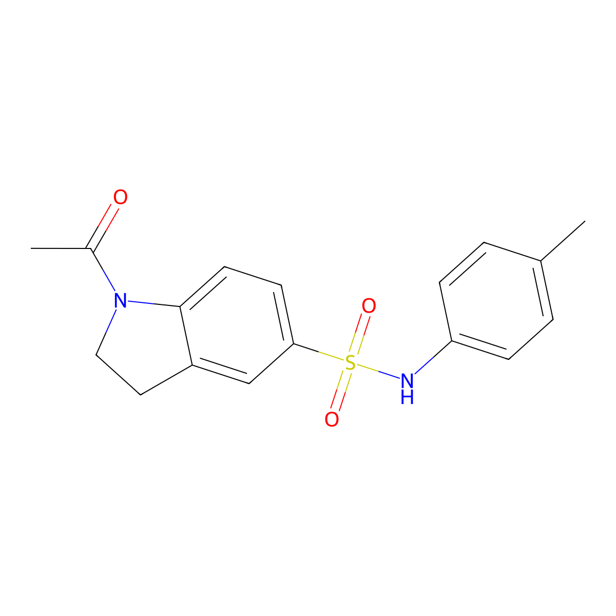 1-acetyl-N-(4-methylphenyl)-2,3-dihydroindole-5-sulfonamide molecular structure, CAS 838876-49-6