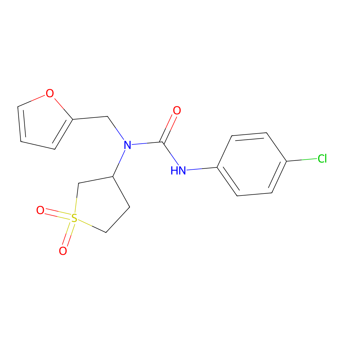 3-(4-Chlorophenyl)-1-(1,1-dioxidotetrahydrothiophen-3-yl)-1-(furan-2-ylmethyl)urea molecular structure, CAS 838876-52-1