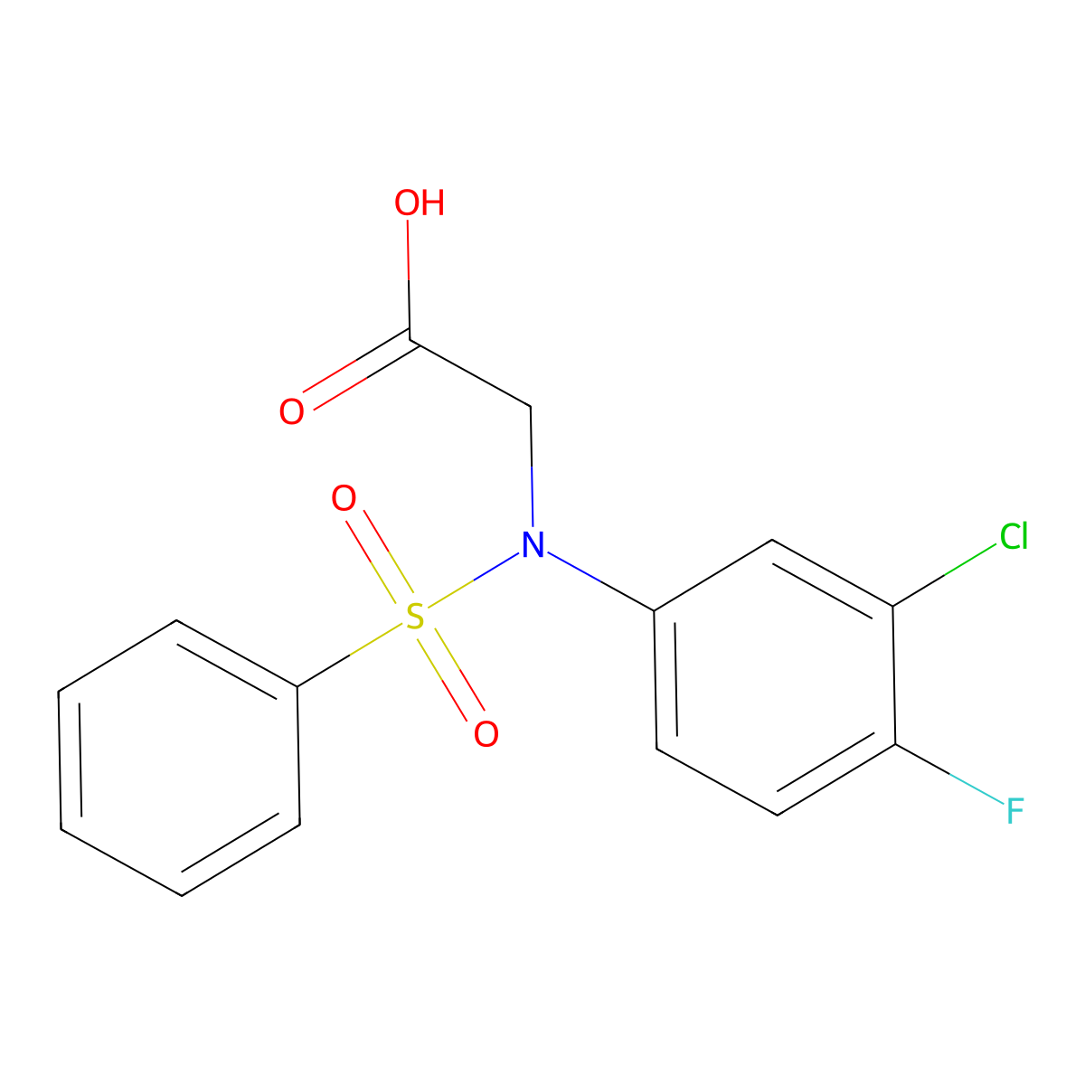 N-(3-chloro-4-fluorophenyl)-N-(phenylsulfonyl)glycine molecular structure, CAS 838876-58-7