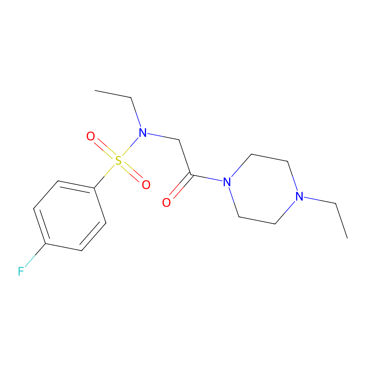 N-ethyl-N-[2-(4-ethylpiperazin-1-yl)-2-oxoethyl]-4-fluorobenzenesulfonamide molecular structure, CAS 838876-62-3