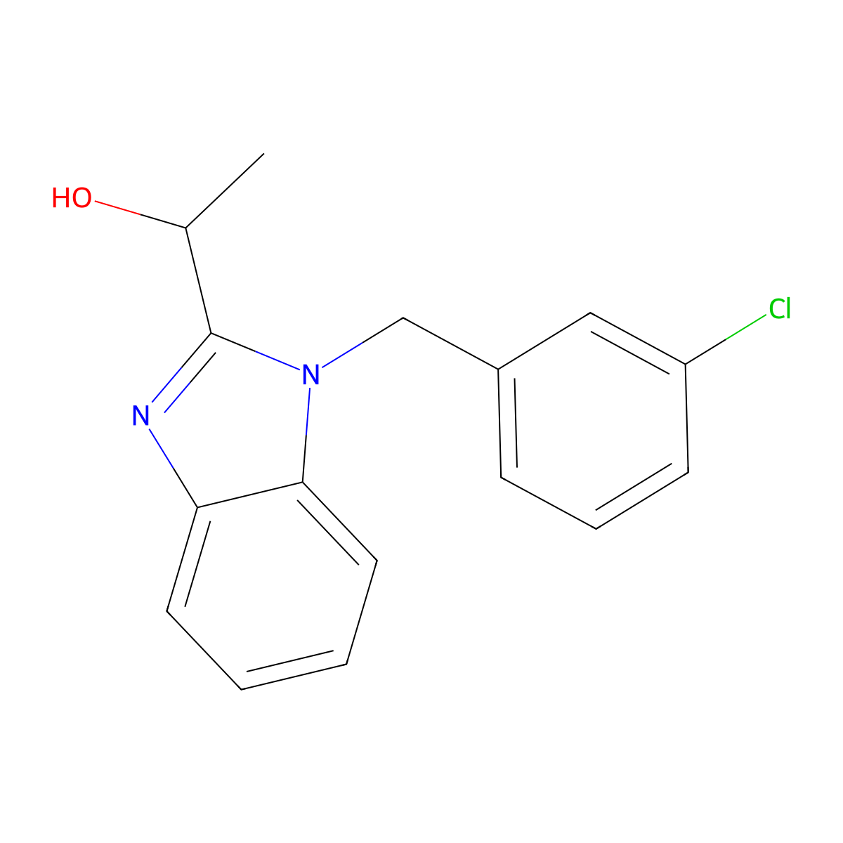 1-{1-[(3-chlorophenyl)methyl]-1H-1,3-benzodiazol-2-yl}ethan-1-ol molecular structure, CAS 838877-62-6