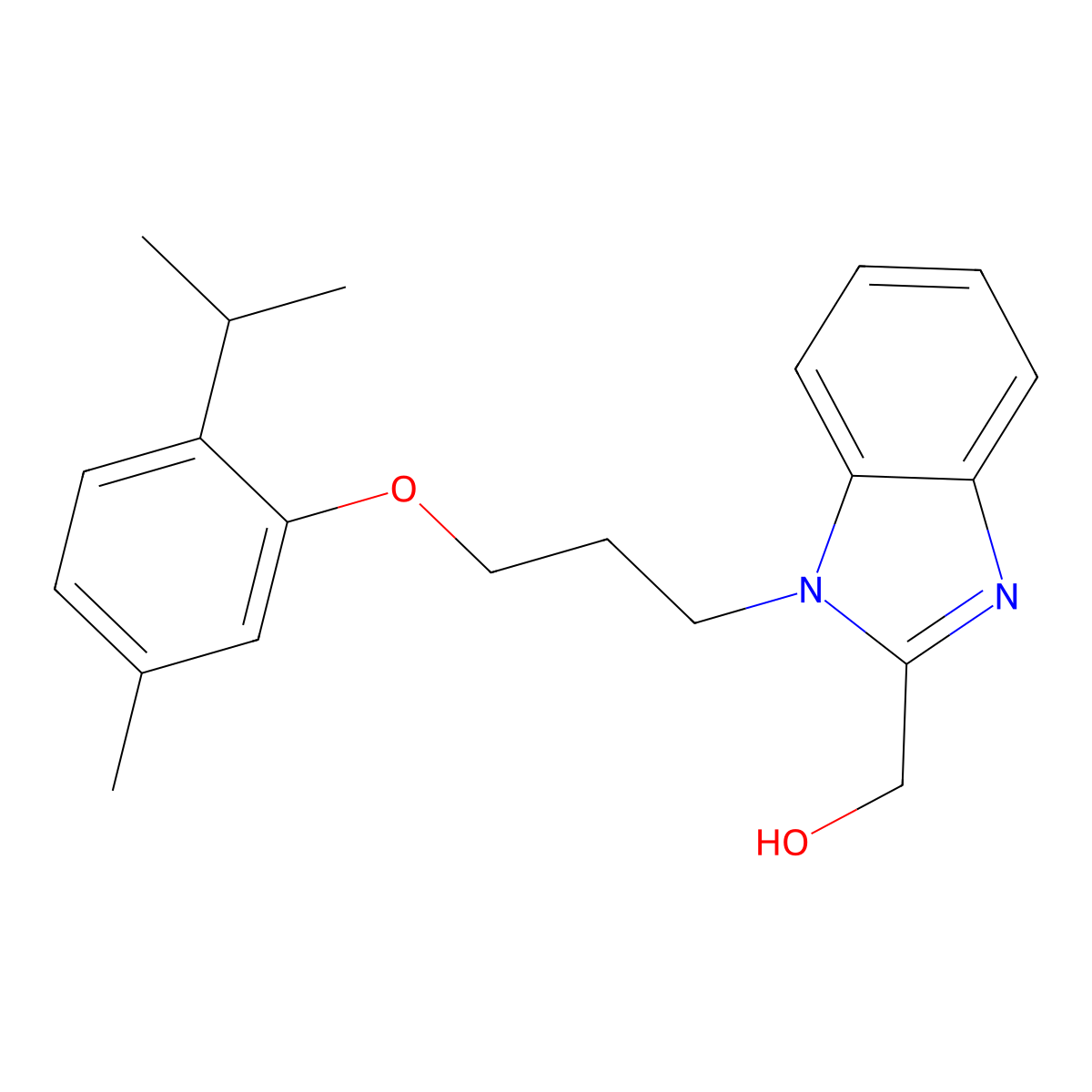 (1-(3-(2-isopropyl-5-methylphenoxy)propyl)-1H-benzo[d]imidazol-2-yl)methanol molecular structure, CAS 838879-65-5