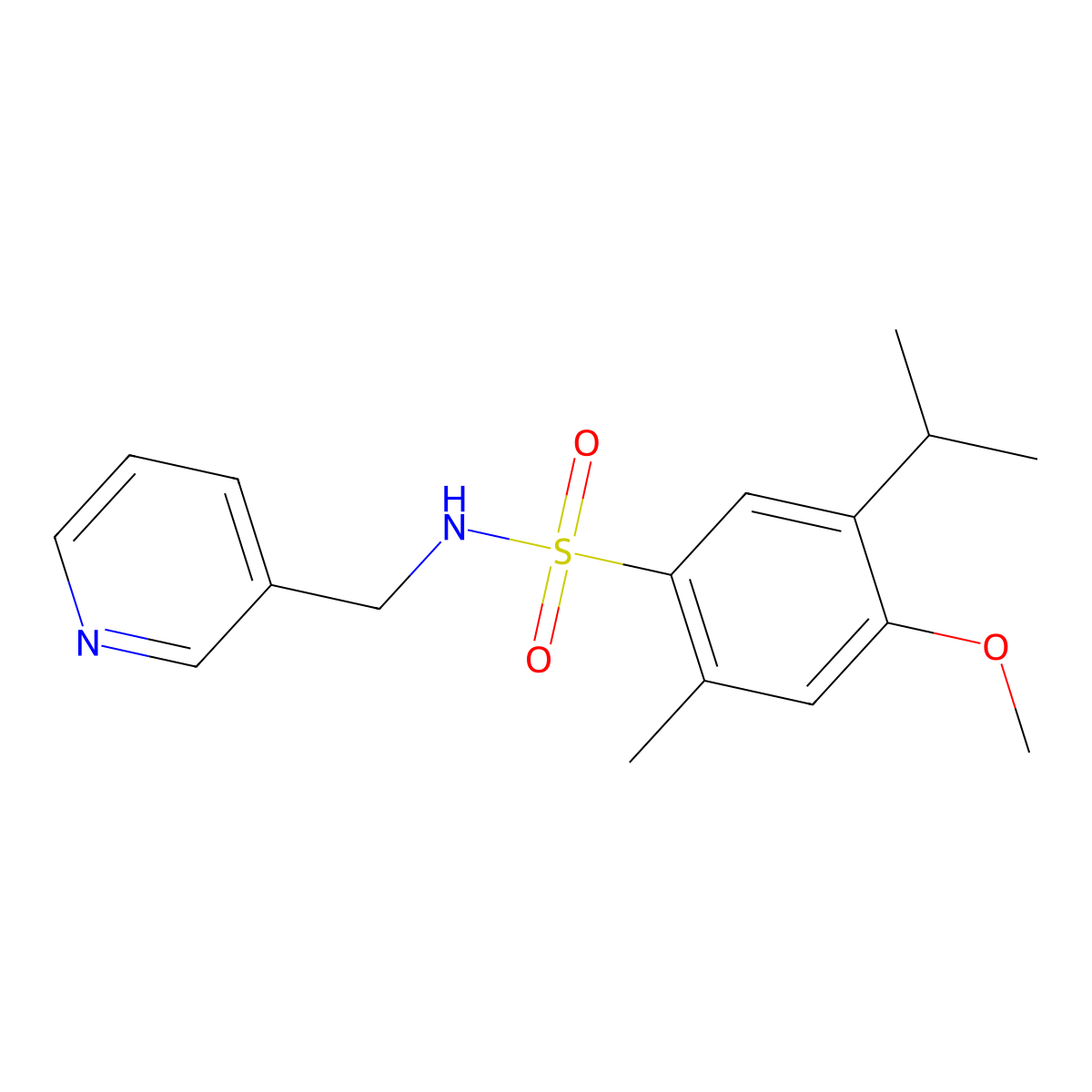 {[4-Methoxy-2-methyl-5-(methylethyl)phenyl]sulfonyl}(3-pyridylmethyl)amine molecular structure, CAS 838879-75-7