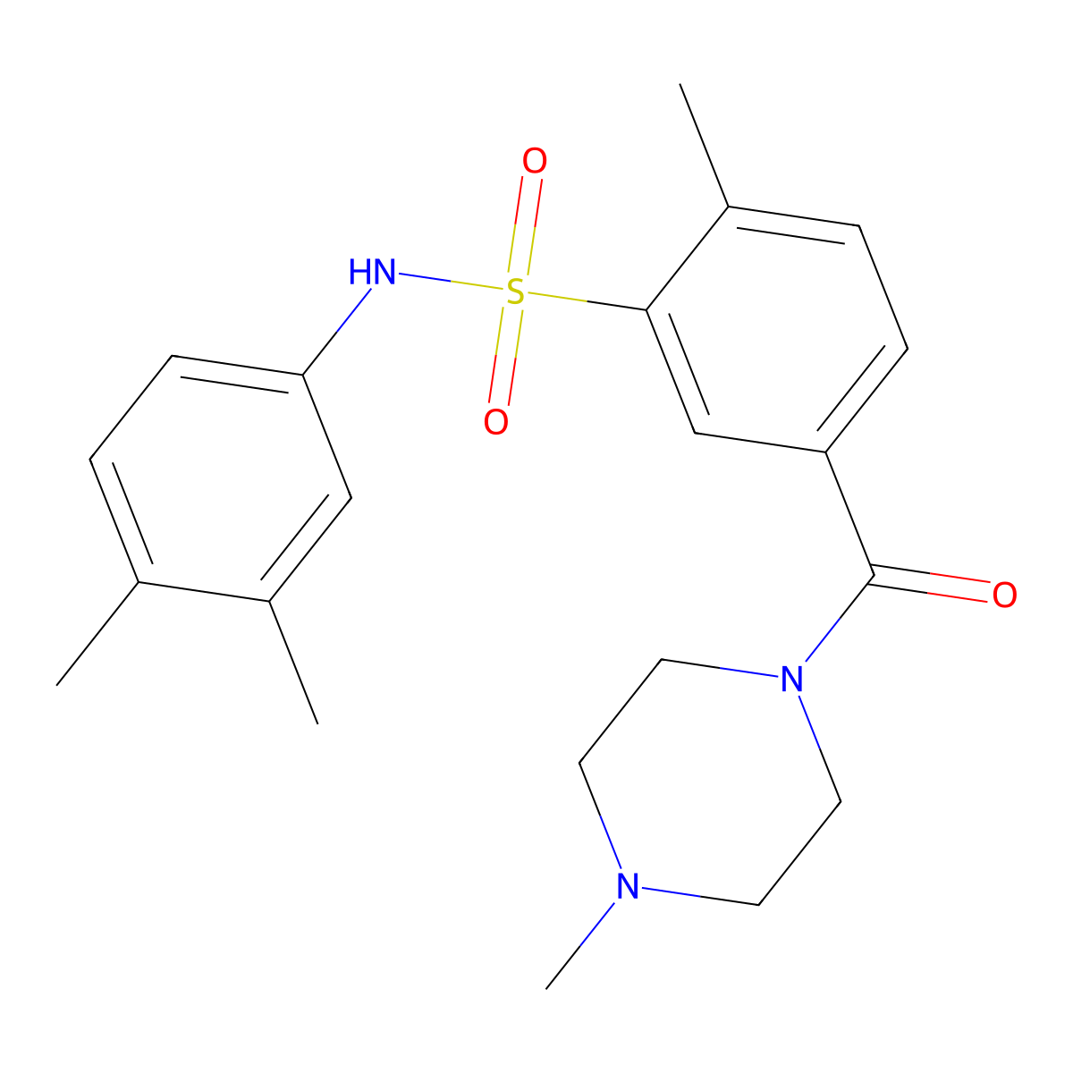 N-(3,4-dimethylphenyl)-2-methyl-5-(4-methylpiperazine-1-carbonyl)benzenesulfonamide molecular structure, CAS 838879-76-8