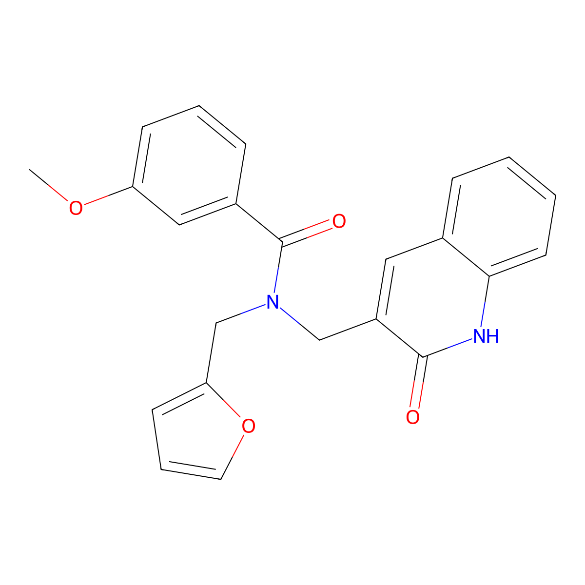 N-(furan-2-ylmethyl)-3-methoxy-N-[(2-oxo-1H-quinolin-3-yl)methyl]benzamide molecular structure, CAS 838879-84-8