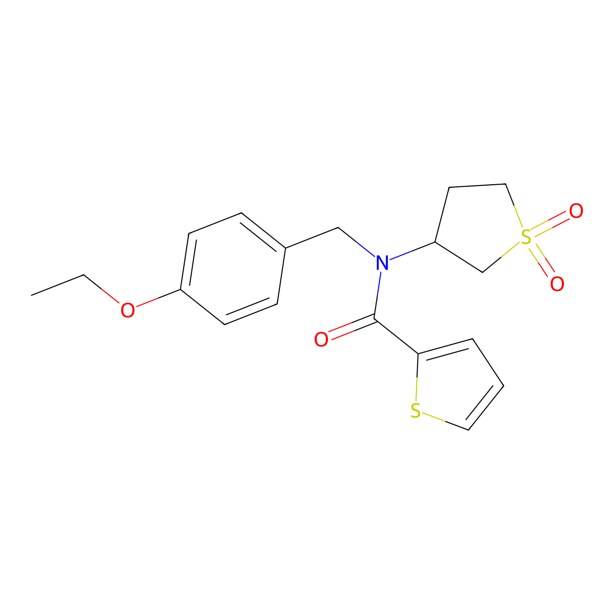 N-(1,1-dioxidotetrahydrothiophen-3-yl)-N-(4-ethoxybenzyl)thiophene-2-carboxamide molecular structure, CAS 838880-01-6