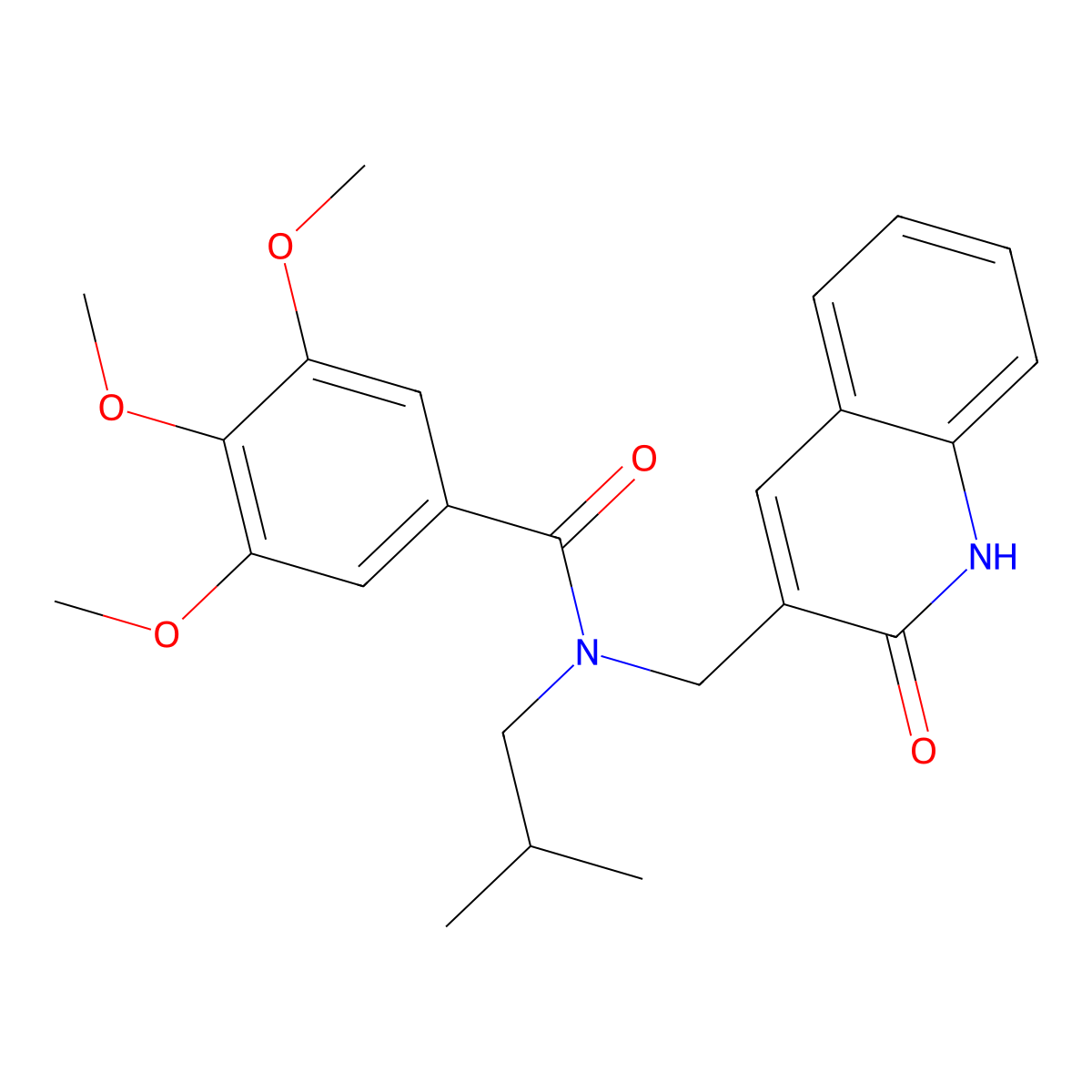 3,4,5-trimethoxy-N-(2-methylpropyl)-N-[(2-oxo-1H-quinolin-3-yl)methyl]benzamide molecular structure, CAS 838880-14-1