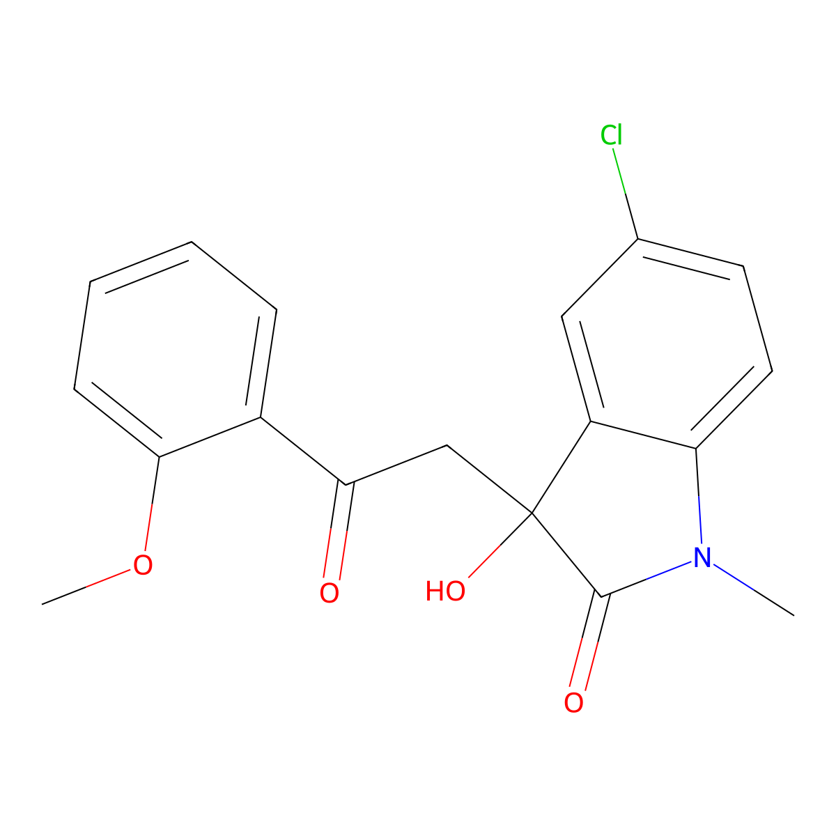 5-Chloro-3-hydroxy-3-[2-(2-methoxyphenyl)-2-oxoethyl]-1-methylindol-2-one molecular structure, CAS 838880-43-6