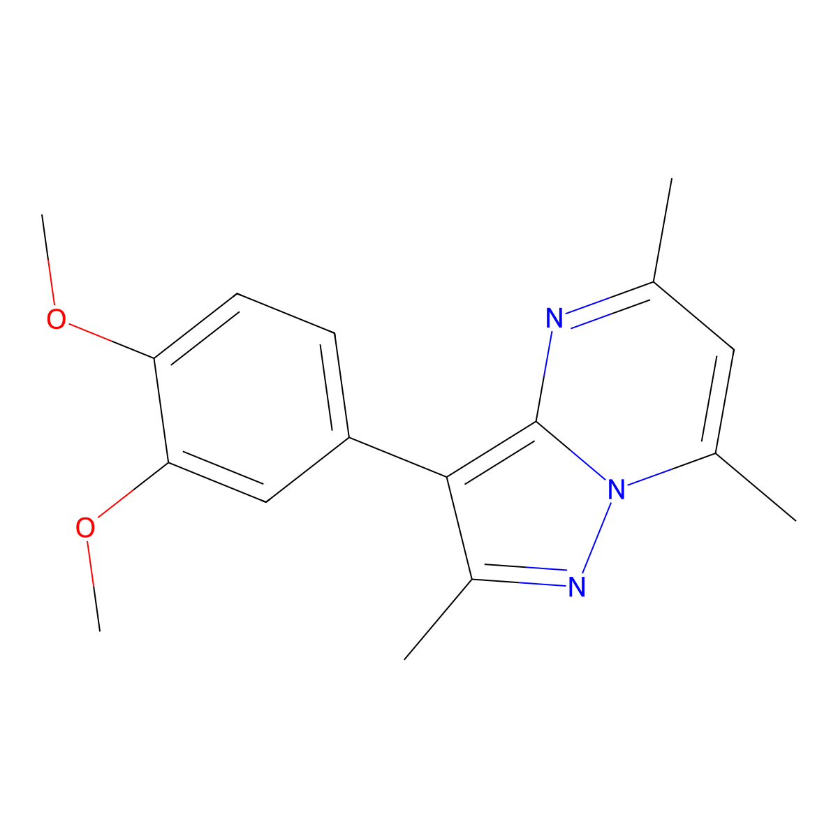 3-(3,4-Dimethoxyphenyl)-2,5,7-trimethylpyrazolo[1,5-a]pyrimidine molecular structure, CAS 838880-47-0