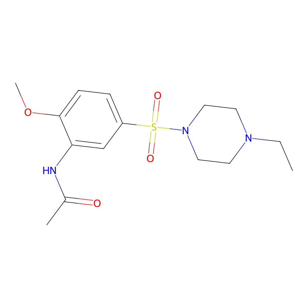 N-[5-(4-ethylpiperazin-1-yl)sulfonyl-2-methoxyphenyl]acetamide molecular structure, CAS 838880-51-6