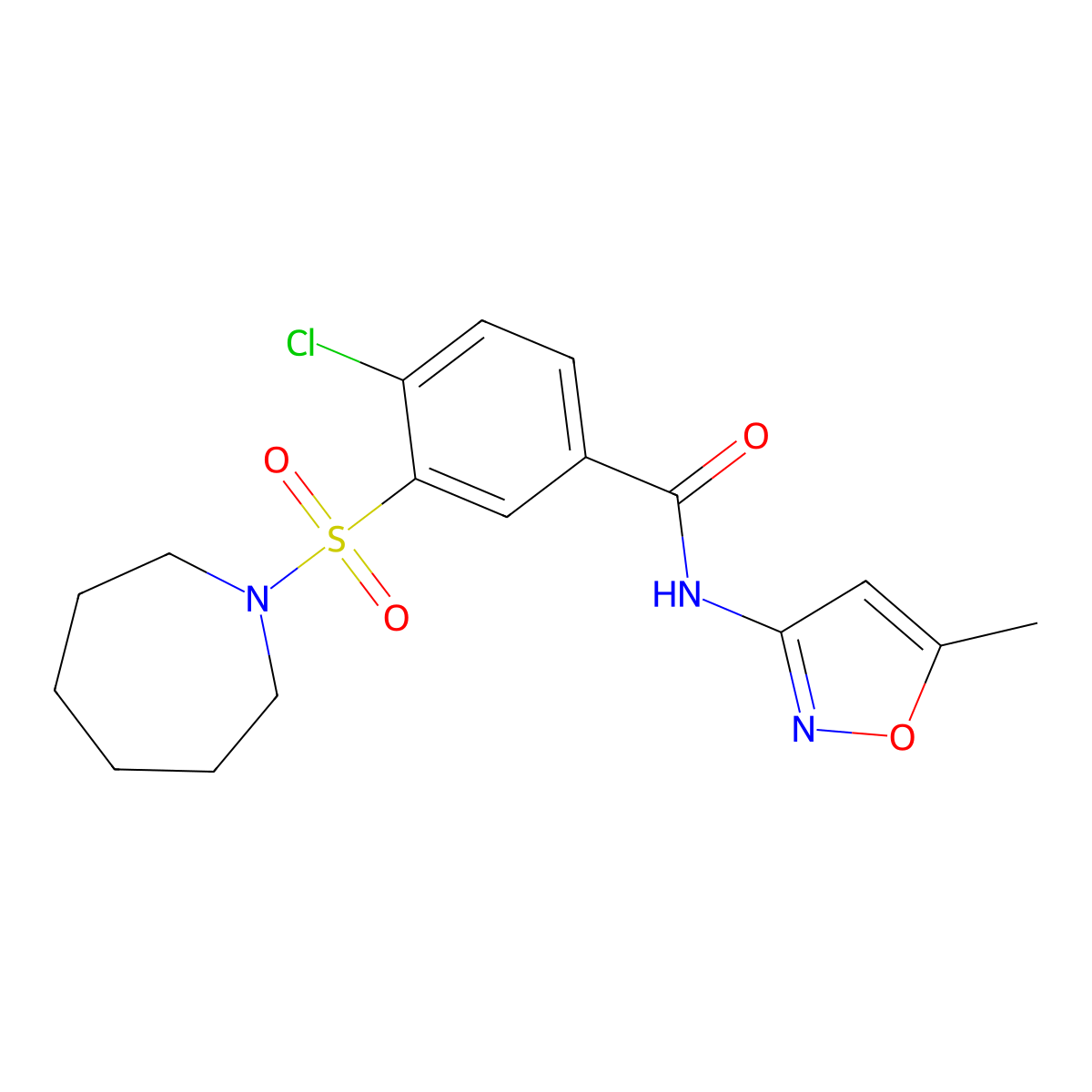 3-(azepan-1-ylsulfonyl)-4-chloro-N-(5-methyl-1,2-oxazol-3-yl)benzamide molecular structure, CAS 838880-58-3