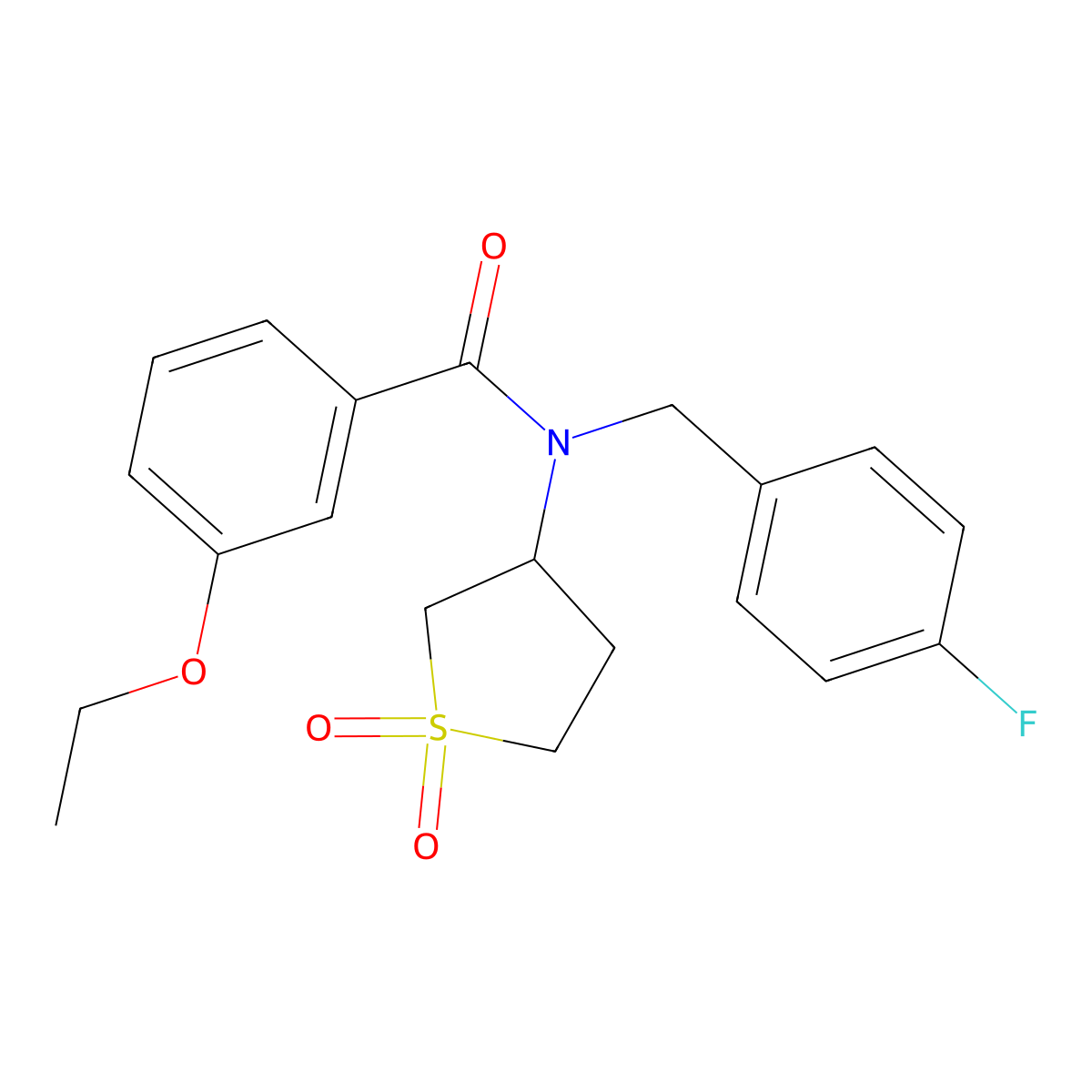 N-(1,1-dioxidotetrahydrothiophen-3-yl)-3-ethoxy-N-(4-fluorobenzyl)benzamide molecular structure, CAS 838880-59-4