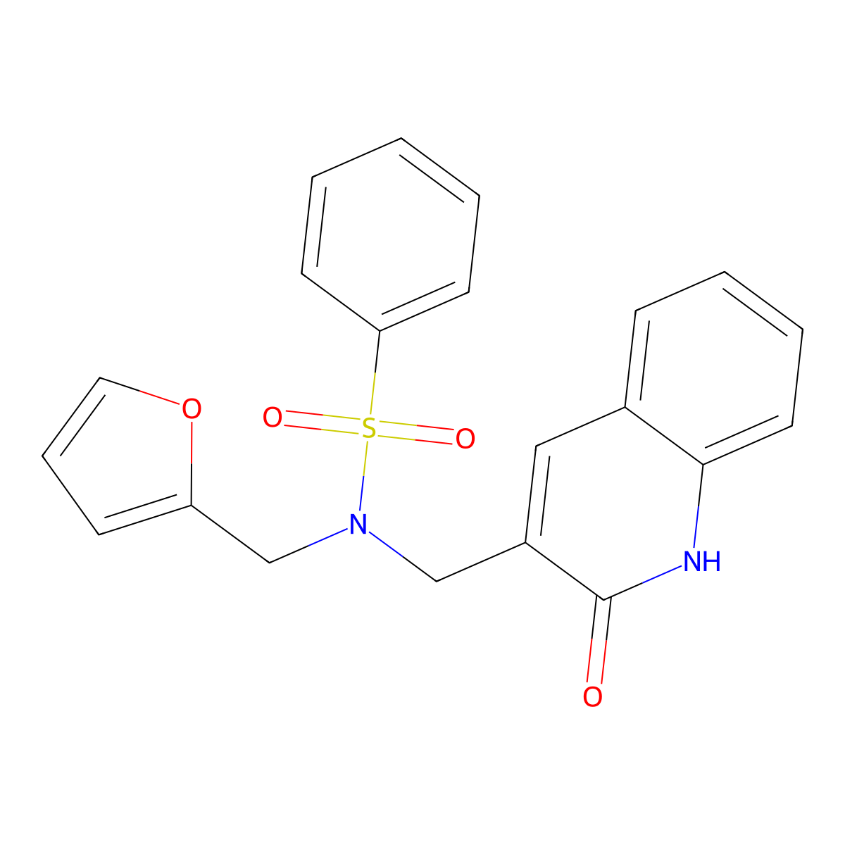 N-Furan-2-ylmethyl-N-(2-hydroxy-quinolin-3-ylmethyl)-benzenesulfonamide molecular structure, CAS 838880-61-8