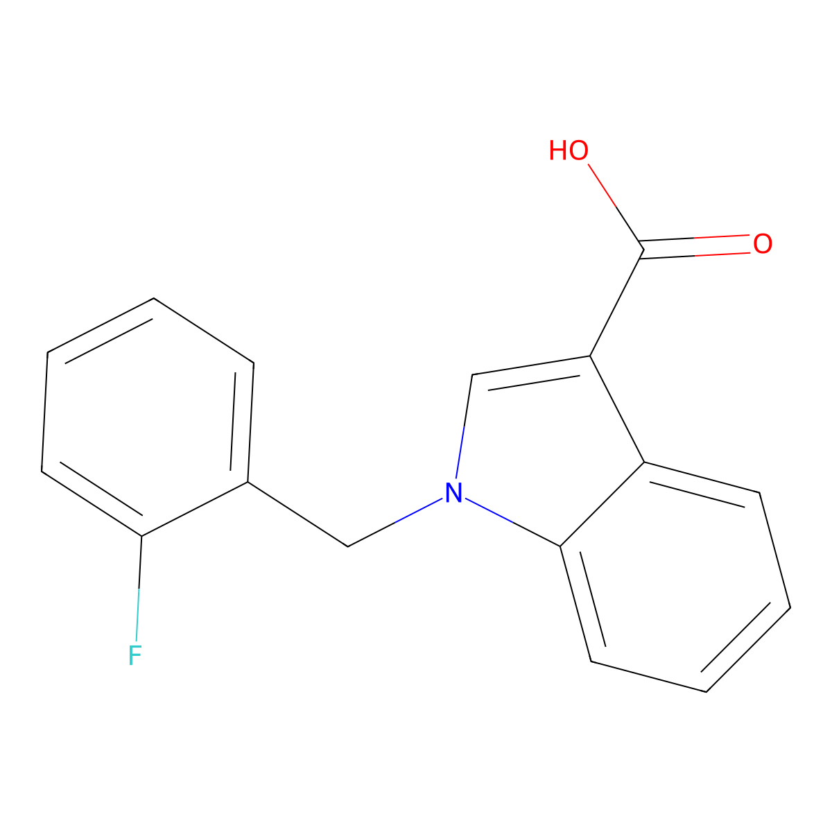 1-(2-fluorobenzyl)-1H-indole-3-carboxylic acid molecular structure, CAS 838880-71-0