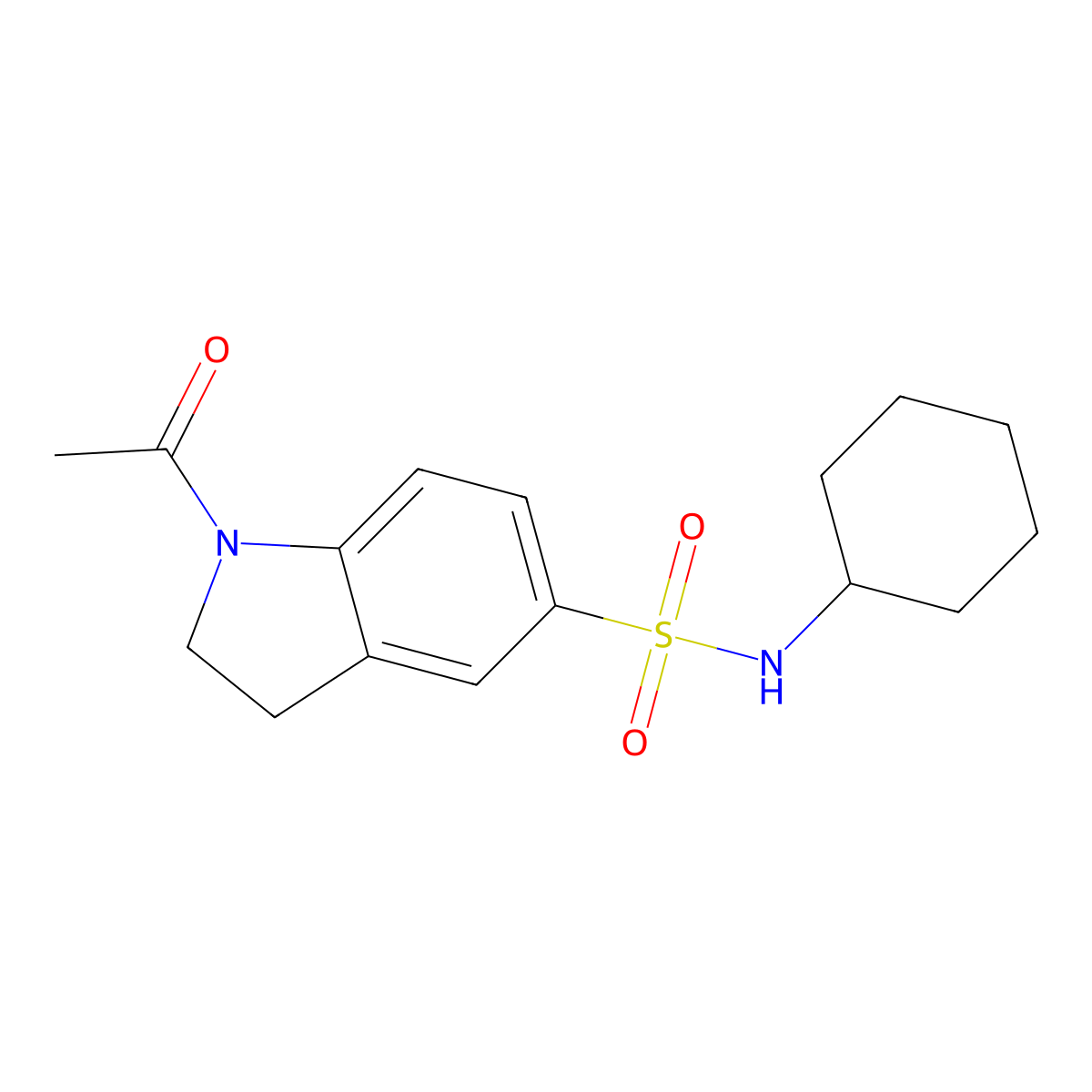 1-acetyl-N-cyclohexyl-2,3-dihydroindole-5-sulfonamide molecular structure, CAS 838880-79-8