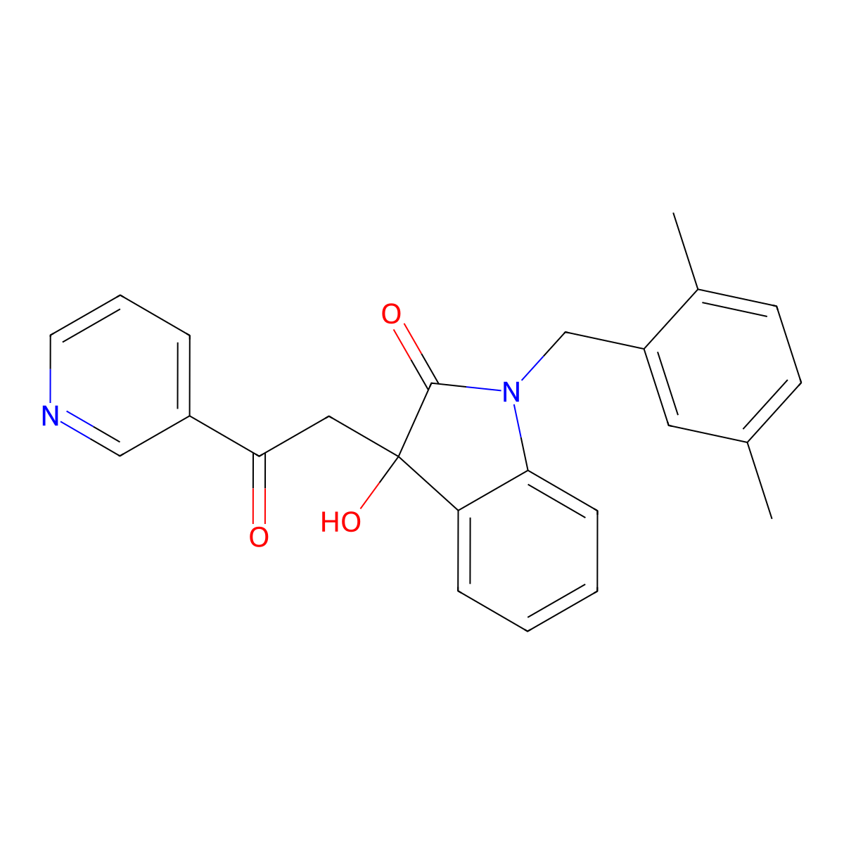 1-[(2,5-Dimethylphenyl)methyl]-3-hydroxy-3-(2-oxo-2-pyridin-3-ylethyl)indol-2-one molecular structure, CAS 838880-86-7