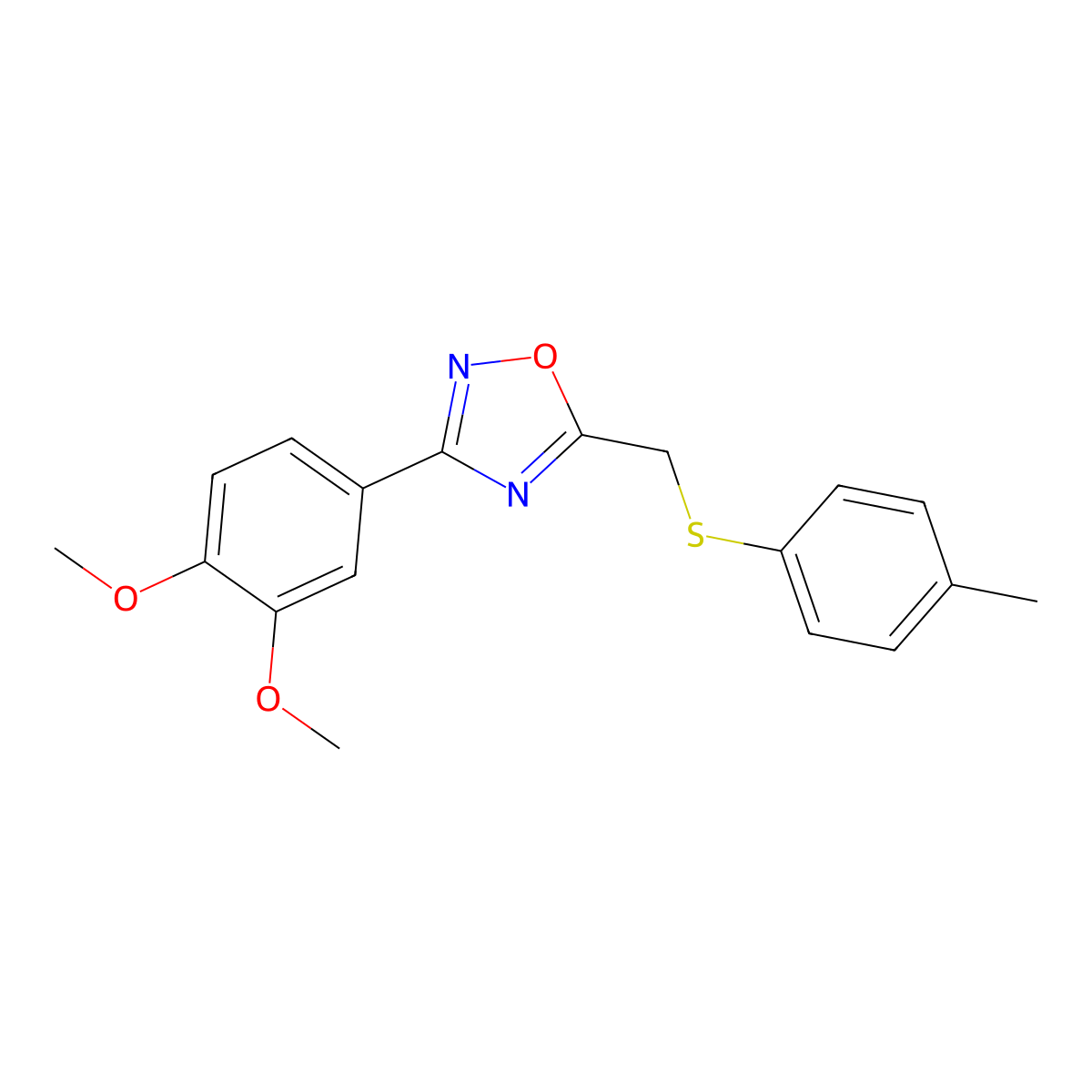 3-(3,4-Dimethoxyphenyl)-5-[(4-methylphenyl)sulfanylmethyl]-1,2,4-oxadiazole molecular structure, CAS 838881-01-9