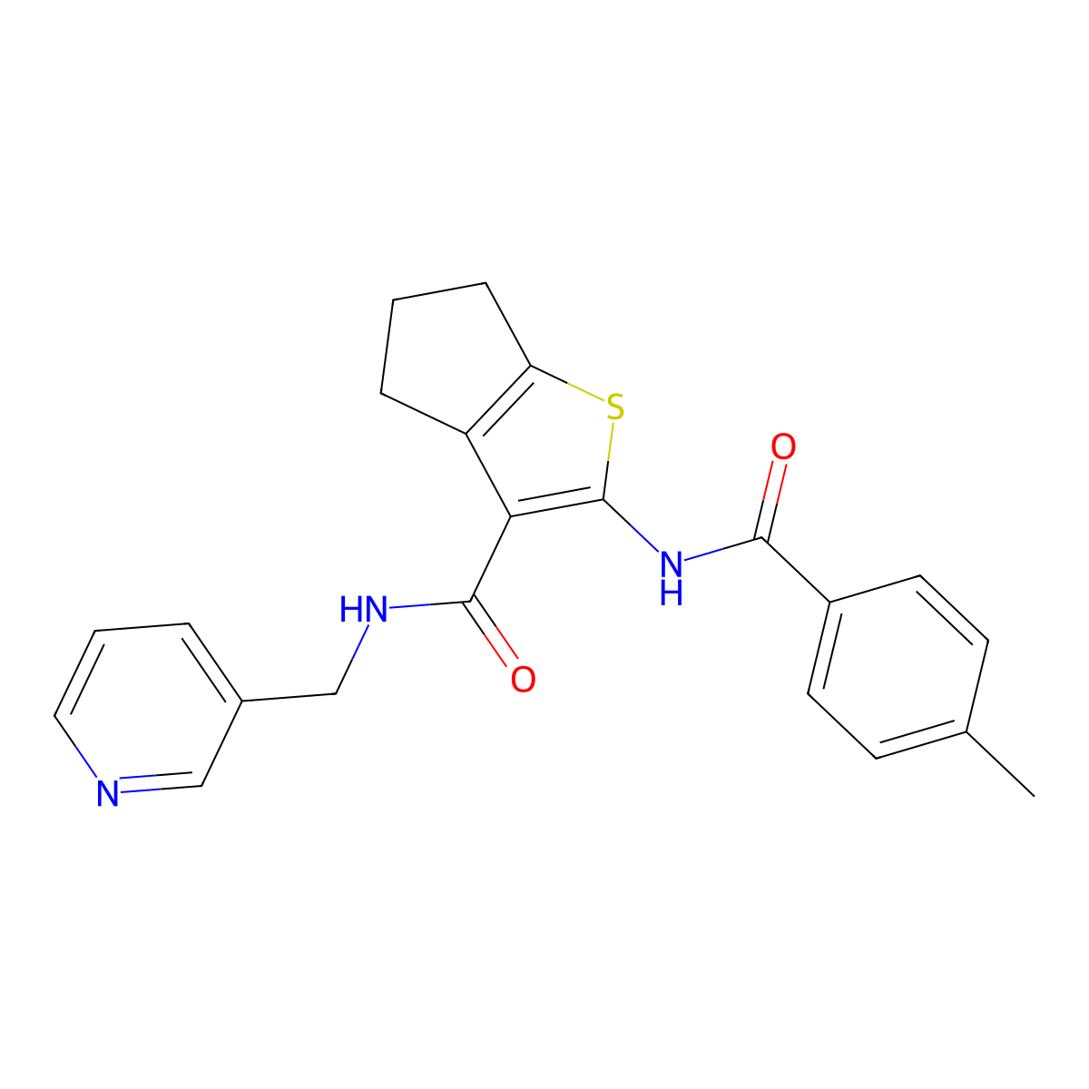 2-(4-methylbenzamido)-N-[(pyridin-3-yl)methyl]-4H,5H,6H-cyclopenta[b]thiophene-3-carboxamide molecular structure, CAS 838881-18-8