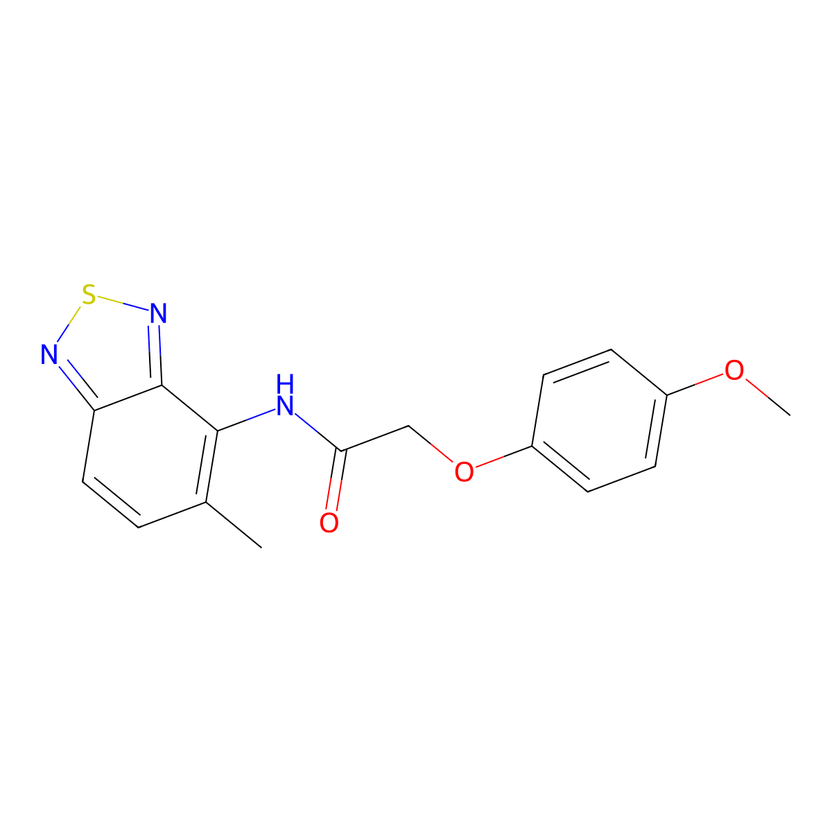 2-(4-methoxyphenoxy)-N-(5-methyl-2,1,3-benzothiadiazol-4-yl)acetamide molecular structure, CAS 838881-20-2
