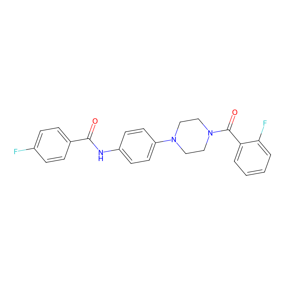 4-fluoro-N-[4-[4-(2-fluorobenzoyl)piperazin-1-yl]phenyl]benzamide molecular structure, CAS 838881-28-0