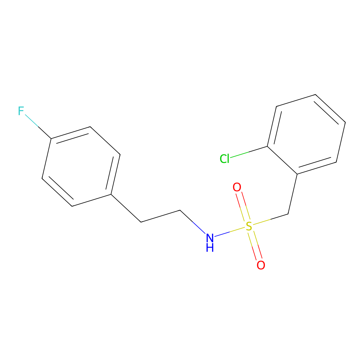 1-(2-chlorophenyl)-N-[2-(4-fluorophenyl)ethyl]methanesulfonamide molecular structure, CAS 838881-34-8