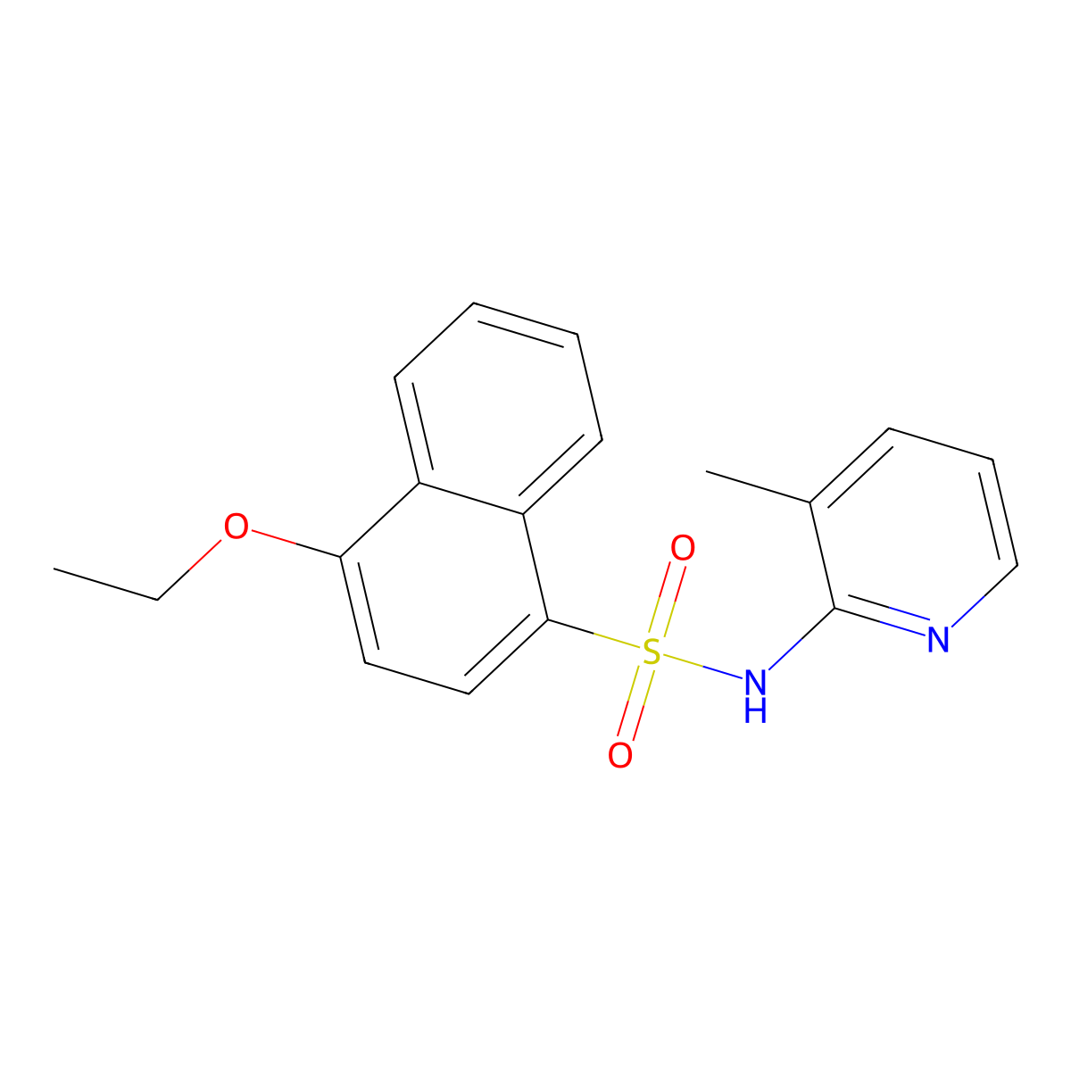 4-ethoxy-N-(3-methylpyridin-2-yl)naphthalene-1-sulfonamide molecular structure, CAS 838881-39-3