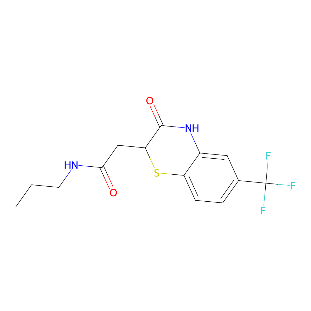 2-(3-oxo-6-(trifluoromethyl)-3,4-dihydro-2H-benzo[b][1,4]thiazin-2-yl)-N-propylacetamide molecular structure, CAS 838881-41-7