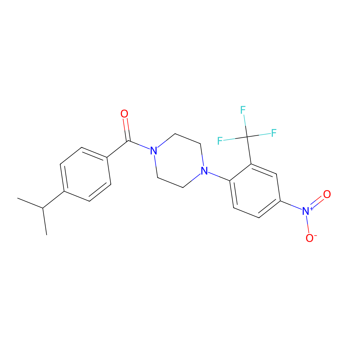 [4-[4-Nitro-2-(trifluoromethyl)phenyl]piperazin-1-yl]-(4-propan-2-ylphenyl)methanone molecular structure, CAS 838881-59-7