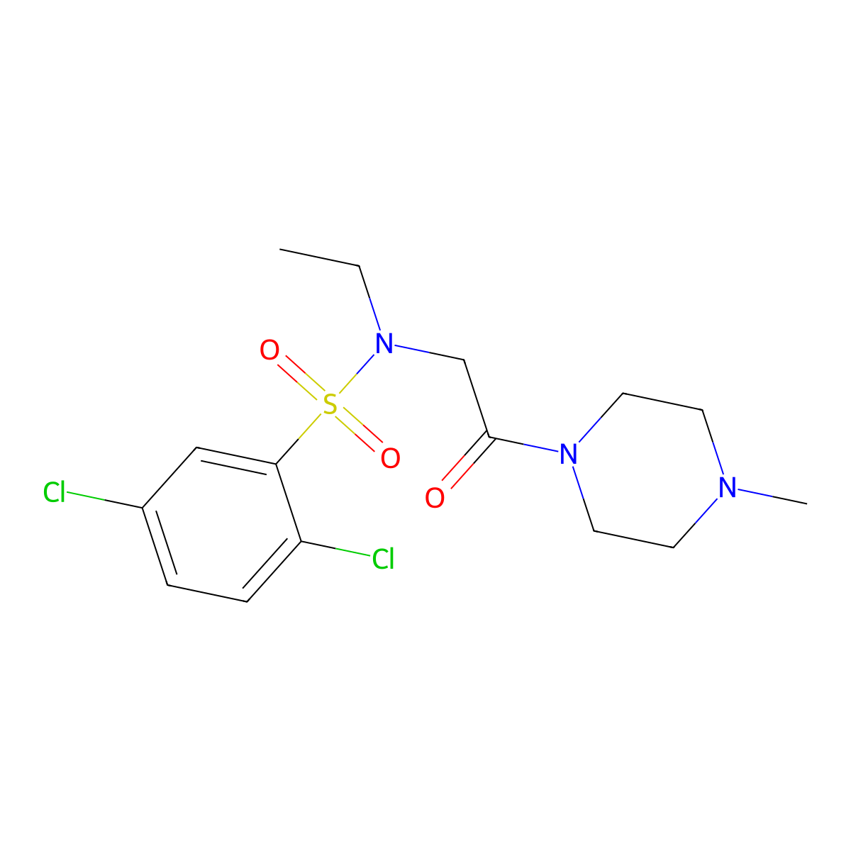 2,5-dichloro-N-ethyl-N-[2-(4-methylpiperazin-1-yl)-2-oxoethyl]benzenesulfonamide molecular structure, CAS 838881-73-5