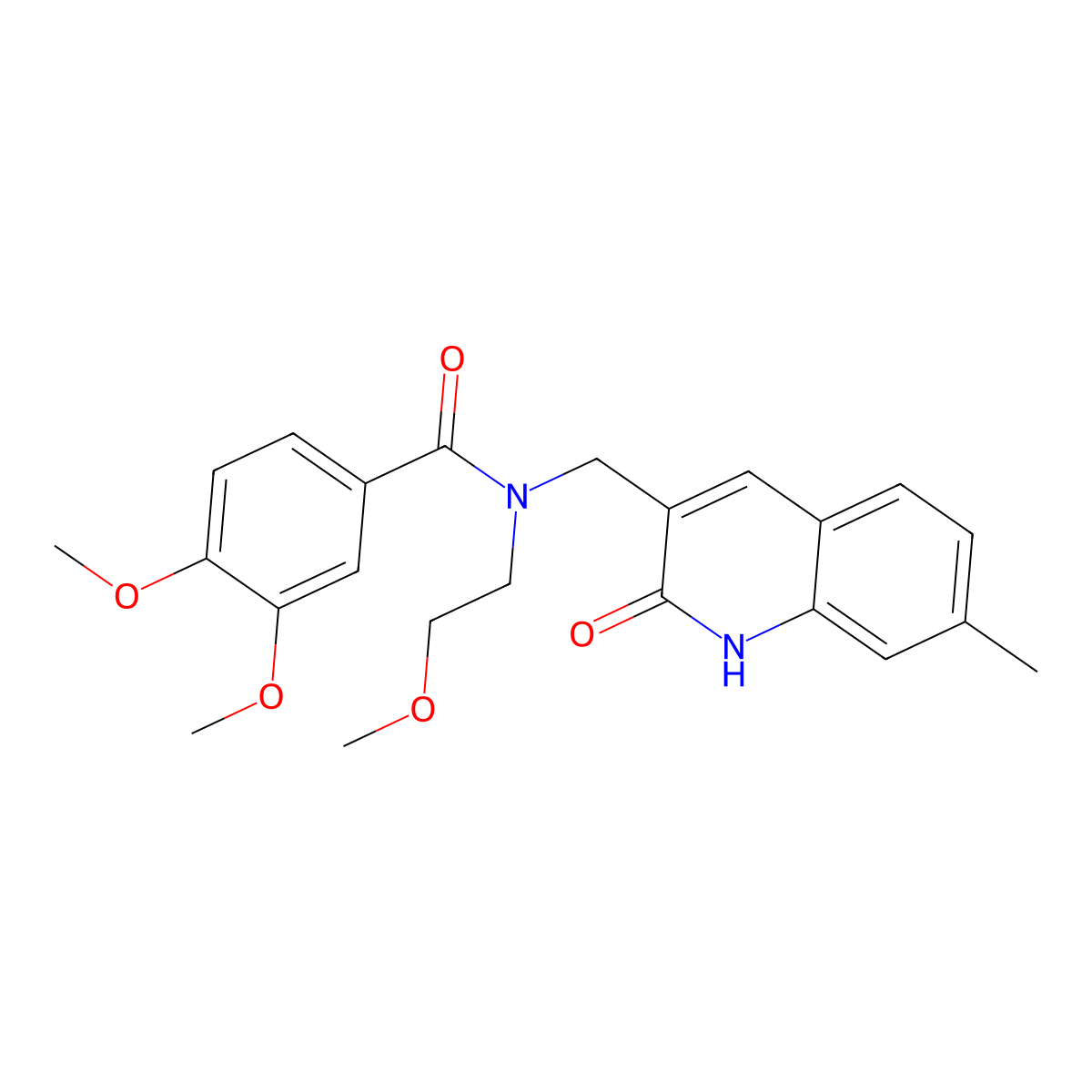 3,4-dimethoxy-N-(2-methoxyethyl)-N-[(7-methyl-2-oxo-1H-quinolin-3-yl)methyl]benzamide molecular structure, CAS 838881-76-8
