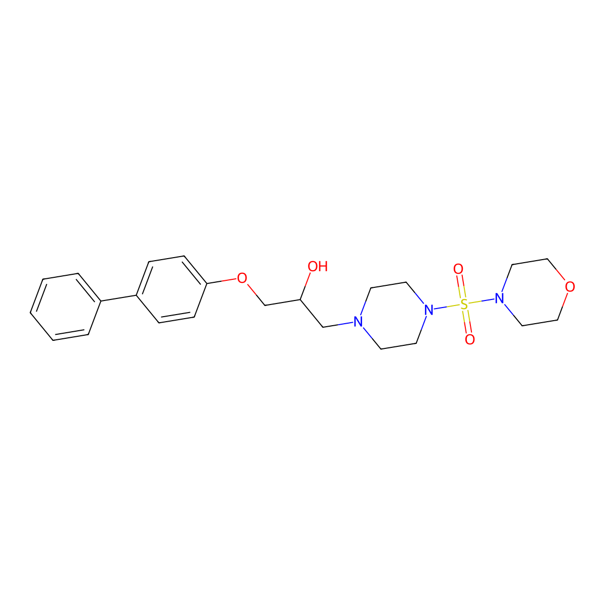1-(4-Morpholin-4-ylsulfonylpiperazin-1-yl)-3-(4-phenylphenoxy)propan-2-ol molecular structure, CAS 838881-85-9