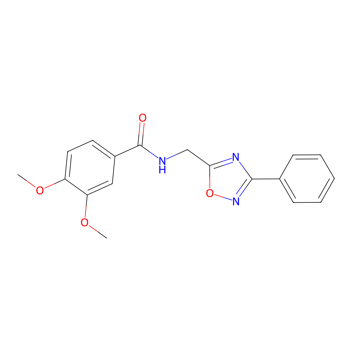 3,4-dimethoxy-N-[(3-phenyl-1,2,4-oxadiazol-5-yl)methyl]benzamide molecular structure, CAS 838881-89-3