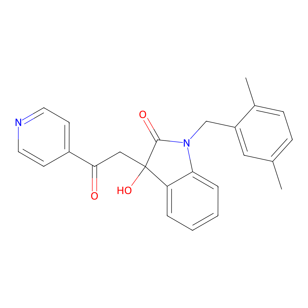 1-[(2,5-Dimethylphenyl)methyl]-3-hydroxy-3-(2-oxo-2-pyridin-4-ylethyl)indol-2-one molecular structure, CAS 838881-98-4