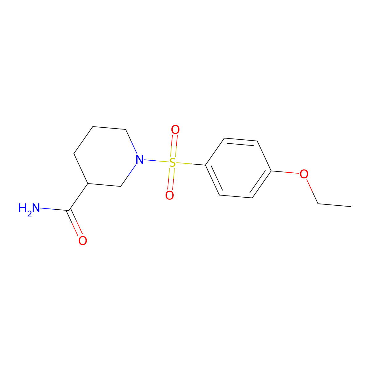 1-(4-Ethoxyphenyl)sulfonylpiperidine-3-carboxamide molecular structure, CAS 838882-03-4