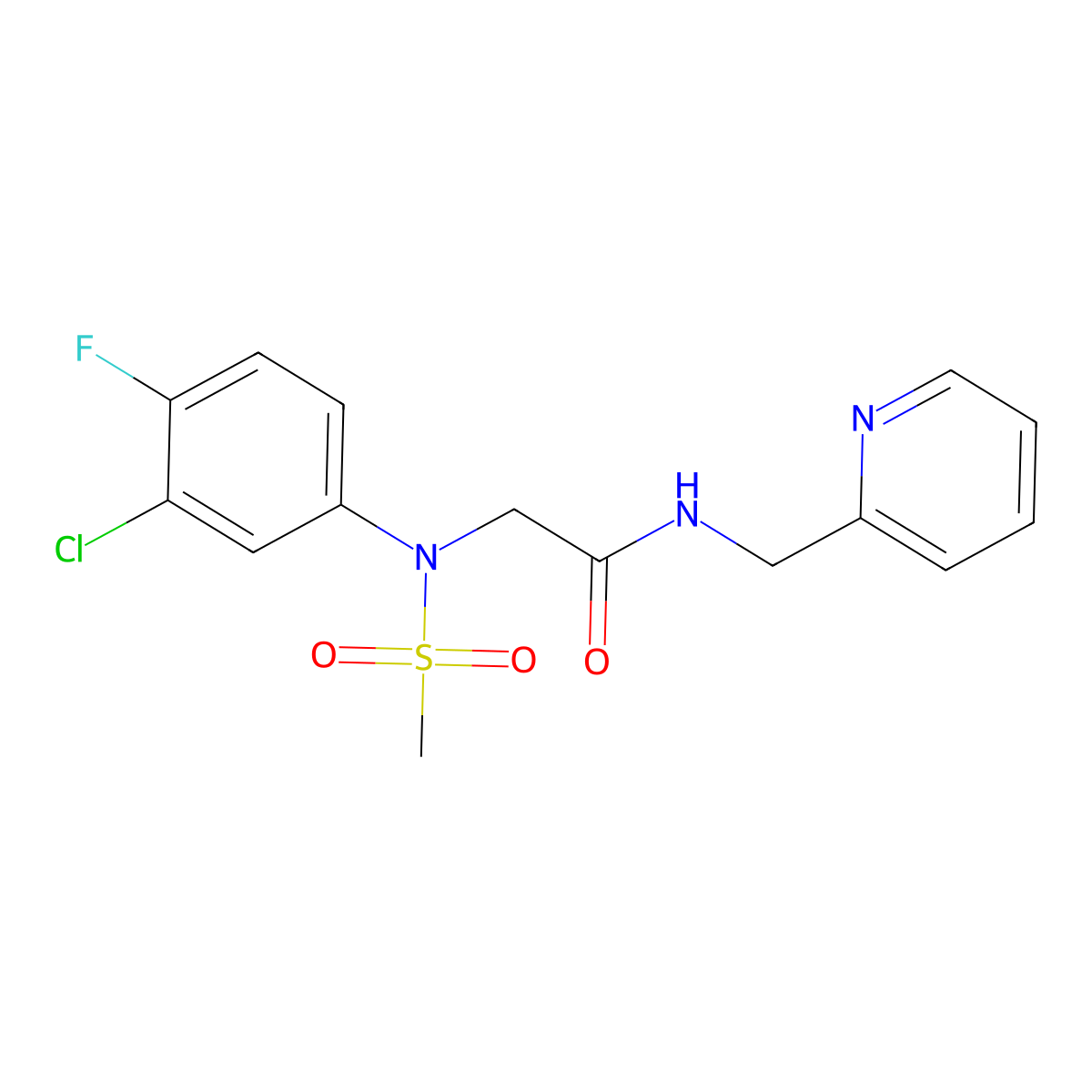 2-(3-chloro-4-fluoro-N-methylsulfonylanilino)-N-(pyridin-2-ylmethyl)acetamide molecular structure, CAS 838882-05-6