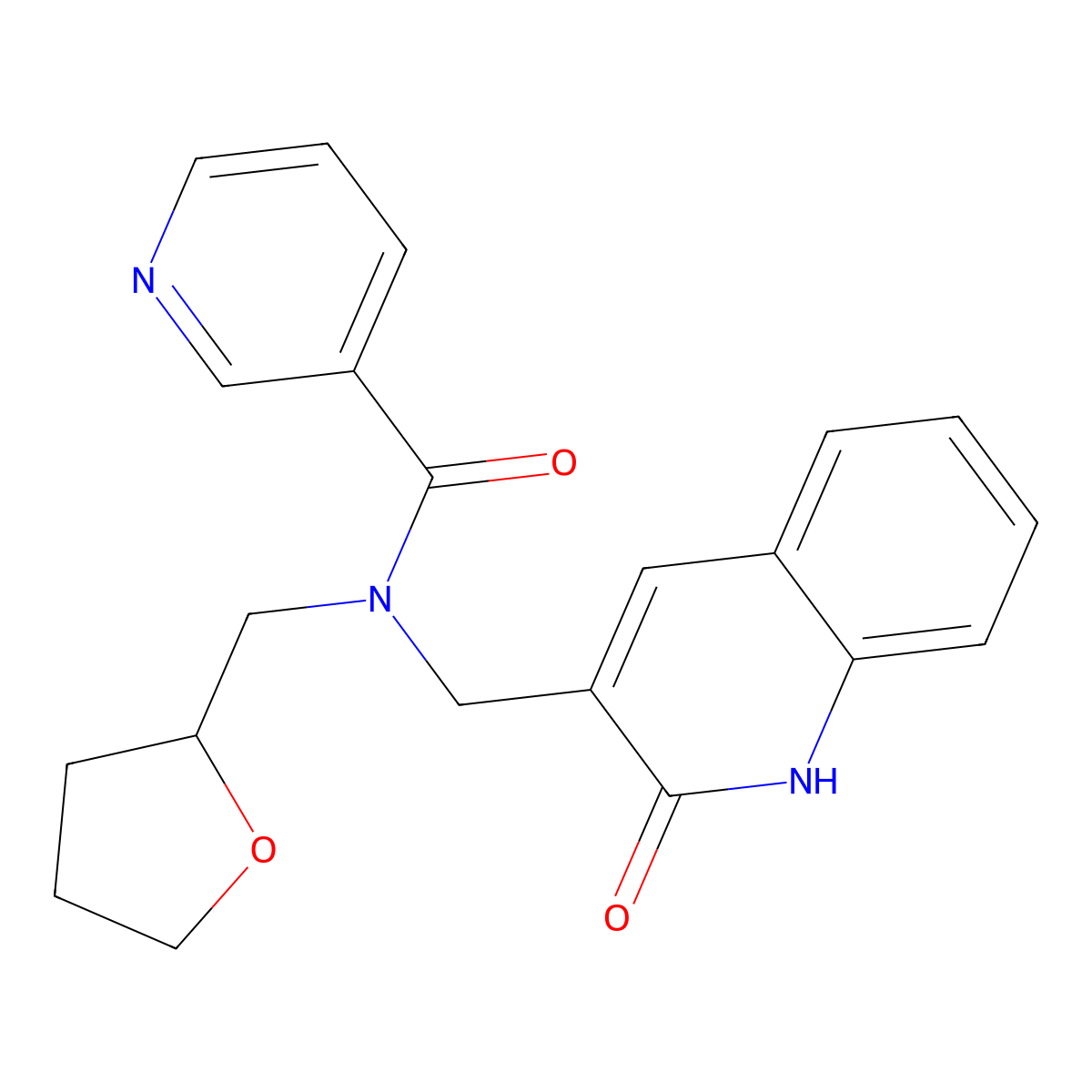 N-(oxolan-2-ylmethyl)-N-[(2-oxo-1H-quinolin-3-yl)methyl]pyridine-3-carboxamide molecular structure, CAS 838882-37-4