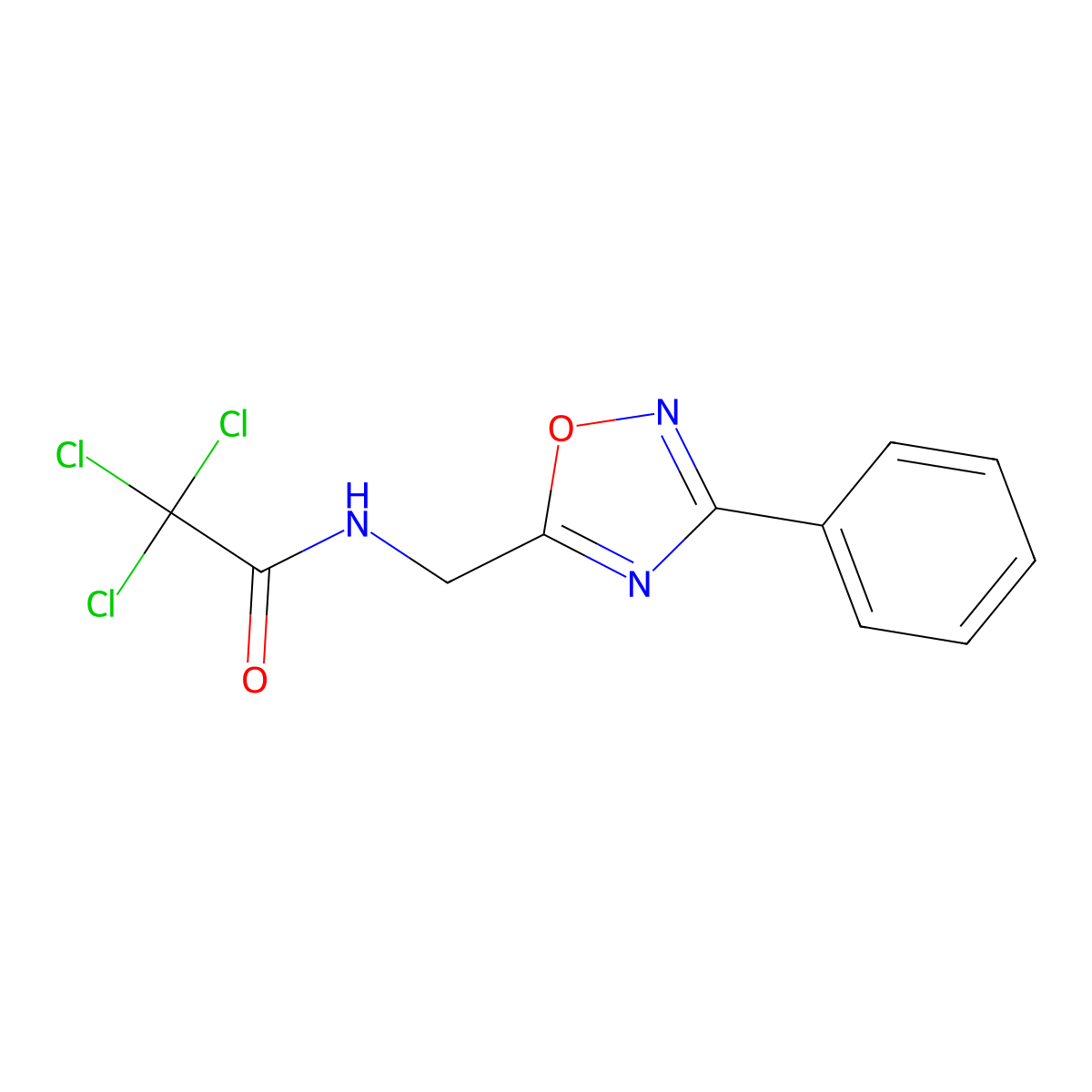 2,2,2-trichloro-N-[(3-phenyl-1,2,4-oxadiazol-5-yl)methyl]acetamide molecular structure, CAS 838882-51-2