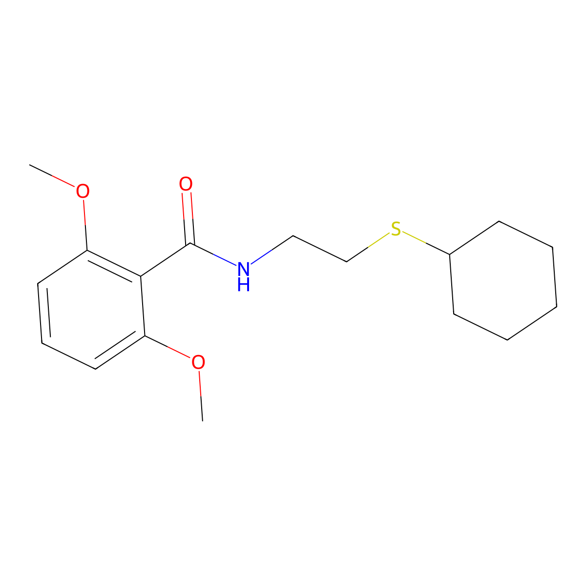N-(2-cyclohexylsulfanylethyl)-2,6-dimethoxybenzamide molecular structure, CAS 838882-58-9