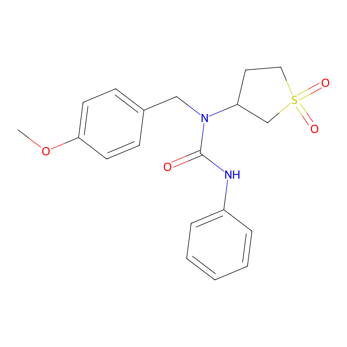 1-(1,1-Dioxidotetrahydrothiophen-3-yl)-1-(4-methoxybenzyl)-3-phenylurea molecular structure, CAS 838882-65-8