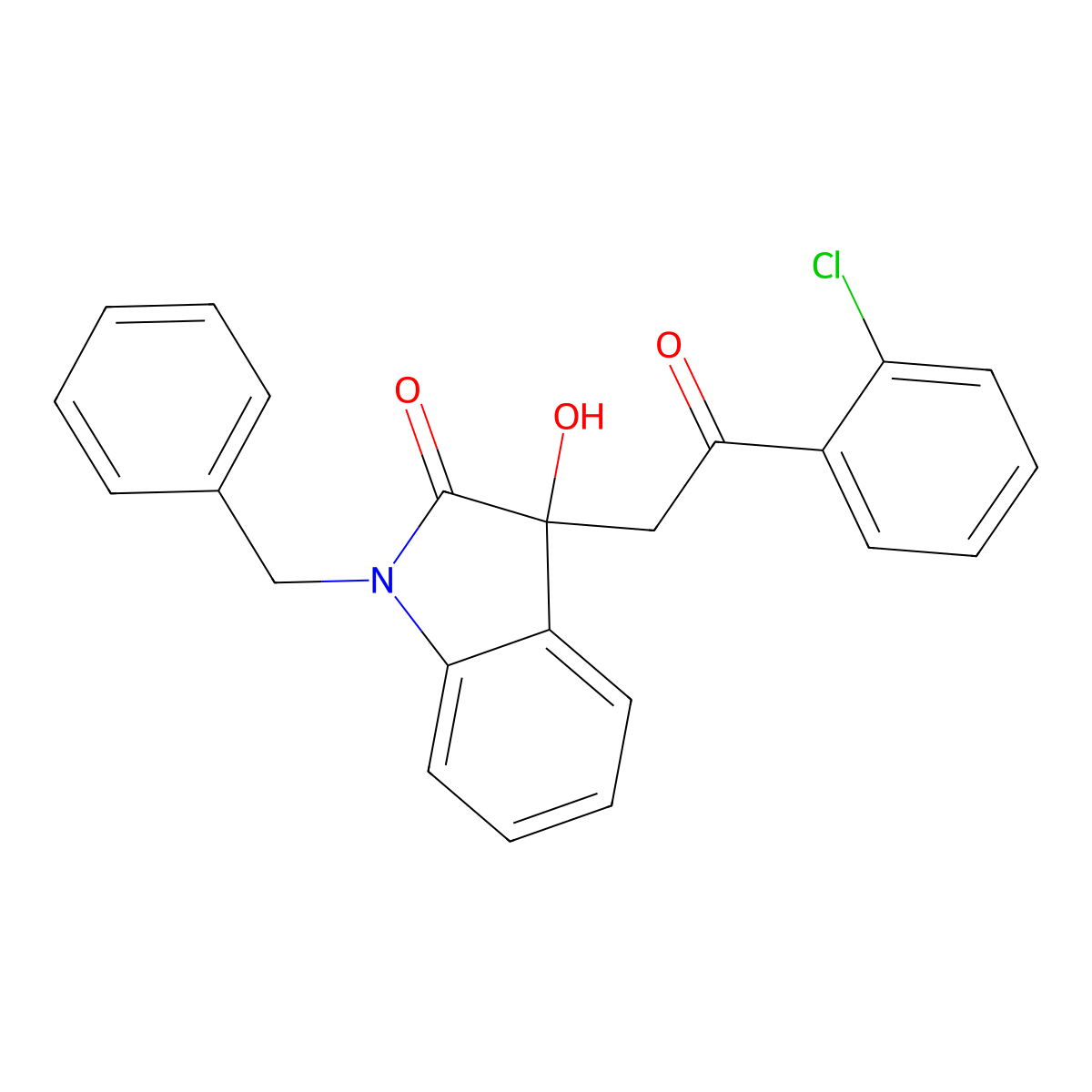 1-benzyl-3-[2-(2-chlorophenyl)-2-oxoethyl]-3-hydroxy-1,3-dihydro-2H-indol-2-one molecular structure, CAS 838882-76-1
