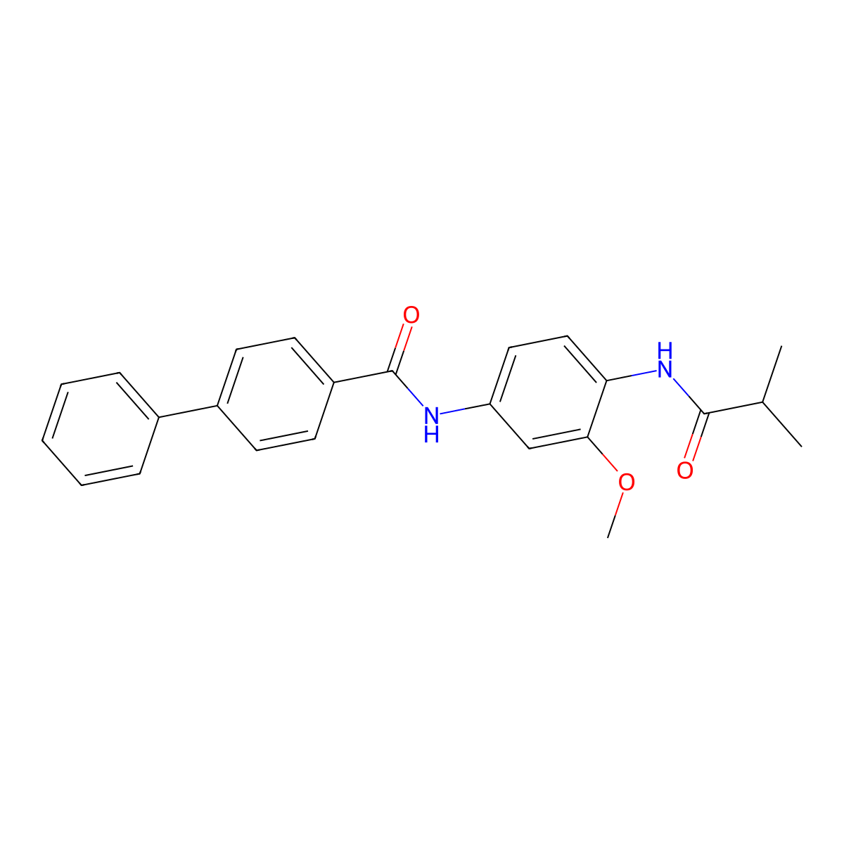 N-[3-methoxy-4-(2-methylpropanoylamino)phenyl]-4-phenylbenzamide molecular structure, CAS 838882-78-3