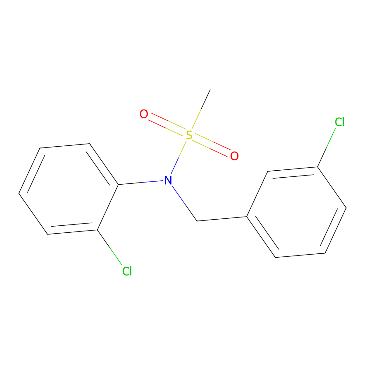N-(3-chlorobenzyl)-N-(2-chlorophenyl)methanesulfonamide molecular structure, CAS 838883-26-4